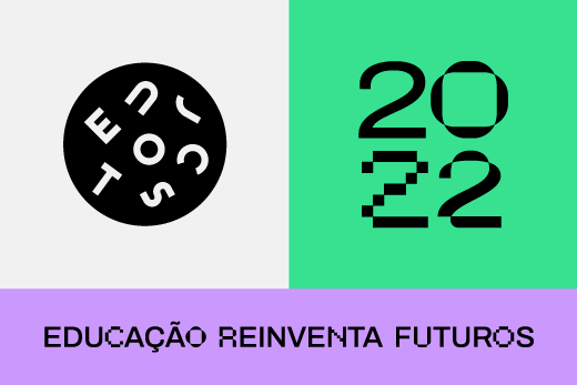 "Banner com a logomarca dos Encontros Universitários e o texto "Educação reinventa futuros"