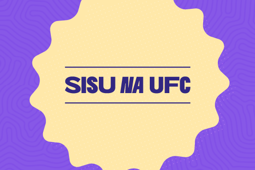 Logo do SISU na UFC em tons de amarelo e roxo 
